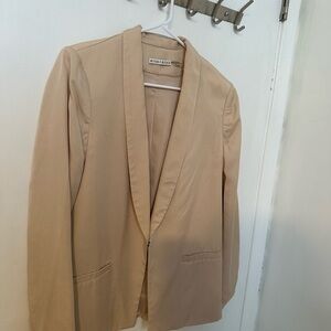 Alice + Olivia Beige Tencel Blazer Shawl Collar Jacket Size L Made in USA